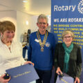 Cancare founders Vicki Fooks and Gill Norman with Chris Le Fevre