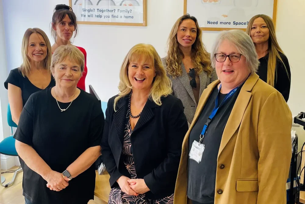 Sharon Cannings, front left, owner of Move On Sales & Lettings with Jannine Loveys, charity manager of The DCCF, front right, and Move On Sales & Lettings staff