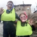 Doug Skinner’s grandchildren Flynn, 13, and Molly, 10, ready to snorkel