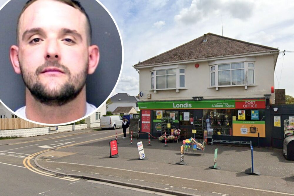 Benjamin Fooks has been jailed for attempted robbery at Londis in Stour Road, Christchurch. Pictures: Google/Dorset Police