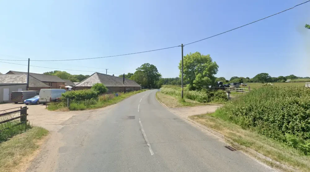 The crash happened on Huntick Road, near Lychett Matravers. Picture: Google