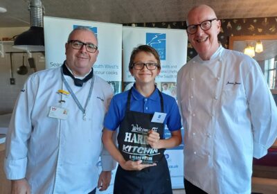 Dorset Junior Chef of the Year, Harry Mason, with judges Alan Kelly and Jamie Jones Picture: South West Chef of the Year