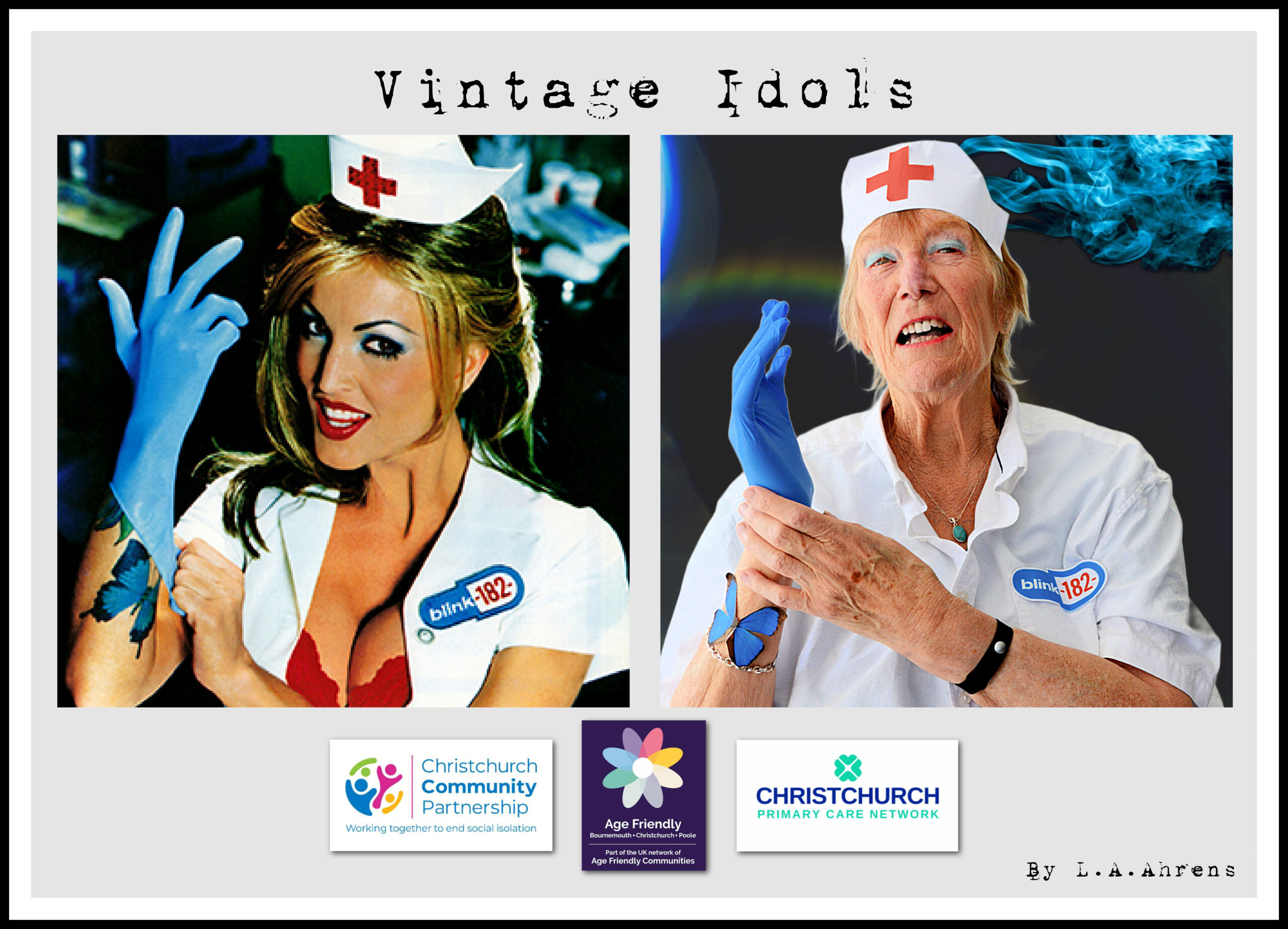 Anne Blendell, 82, as the sexy nurse from Blink-182's Enema of the State. Picture: Louise Ahrens/BCP Council