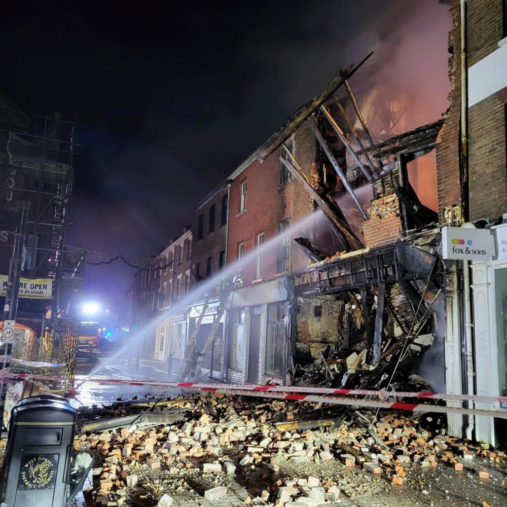 The fire devastated the building last month Picture: Dorchester Fire Station