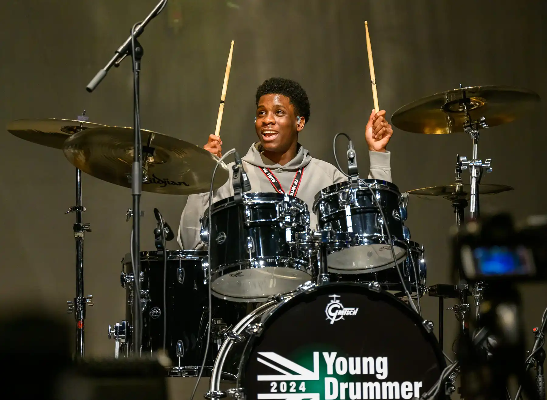 Young Drummer of the Year 2024, Jared Agyekum, in action. Picture: Dave Hughes