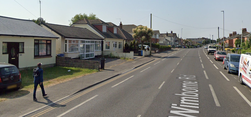 The fire was reported at a residential property on Wimborne Road Picture: Google