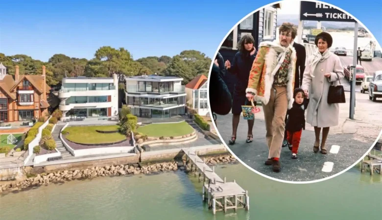 Imagine, in Sandbanks, is for sale and the former home on the site was visited by Beatle, John Lennon, inset with Aunt Mimi and son Julian. Pictures: Luxury & Prestige