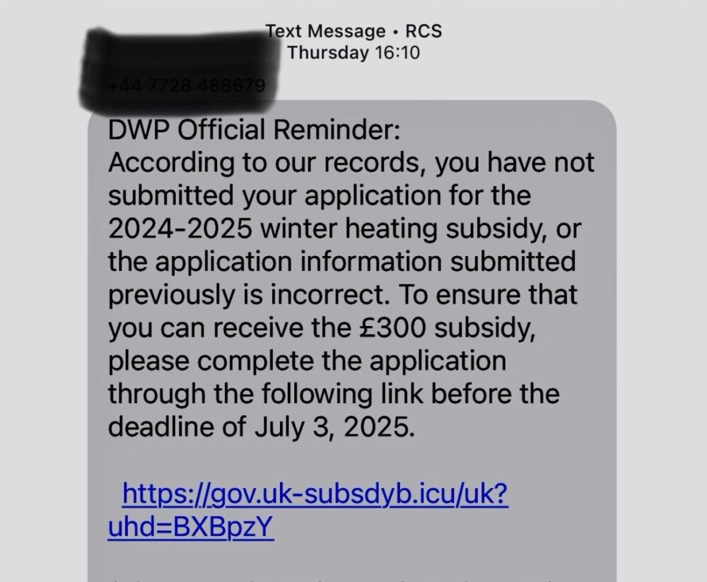The scam text that has been sent out Picture: Dorchester Police