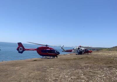 Anvil Point became quite busy as various crews worked together to rescue the man Picture: Swanage Coastguard